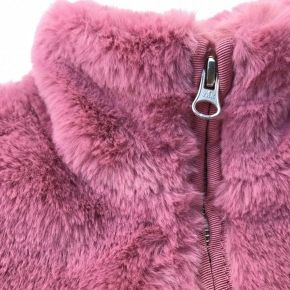 J.Crew Mercantile Guava Berry Faux Fur Zip up Teddy Vest - Picture 12 of 13